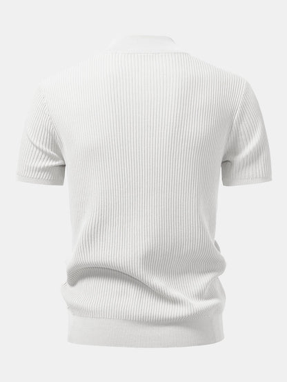 Geribbelde Coltrui - Gebreide T-shirt