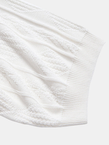Geometric Jacquard Knit Polo Shirt