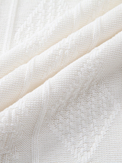 Geometric Jacquard Knit Polo Shirt