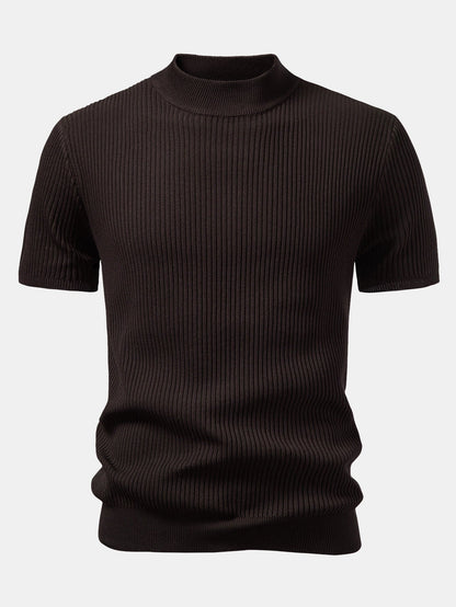 Geribbelde Coltrui - Gebreide T-shirt