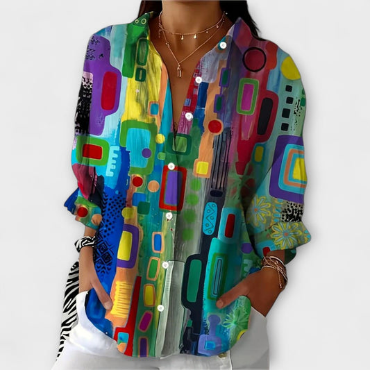Lona | Abstracte Knopenblouse