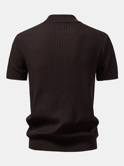 Geribbelde Coltrui - Gebreide T-shirt