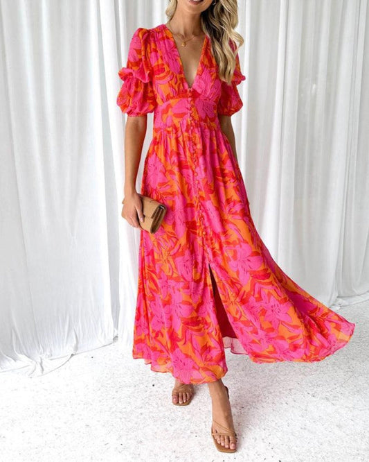 Alva™ | Maxi Jurk met Ballonmouwen