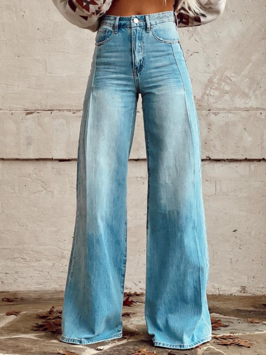 Layla | Klassieke Lichtgewassen Wijde Pantalon