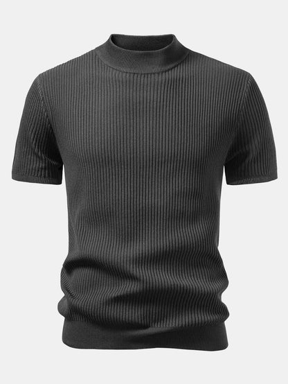 Geribbelde Coltrui - Gebreide T-shirt