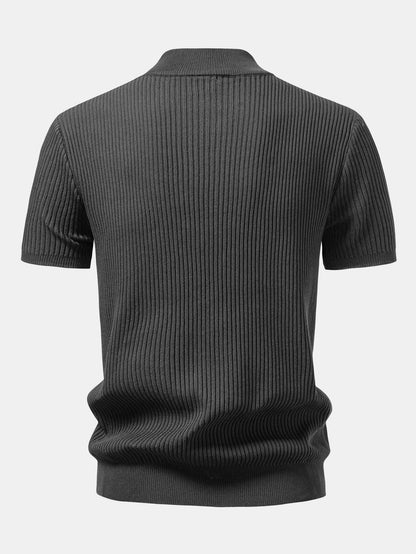 Geribbelde Coltrui - Gebreide T-shirt