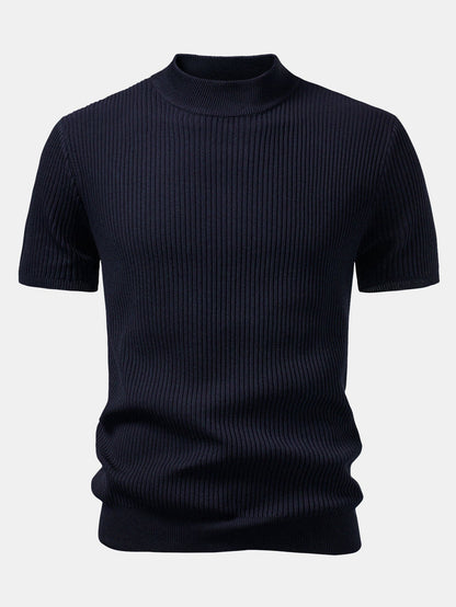 Geribbelde Coltrui - Gebreide T-shirt