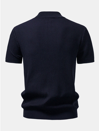 Geribbelde Coltrui - Gebreide T-shirt