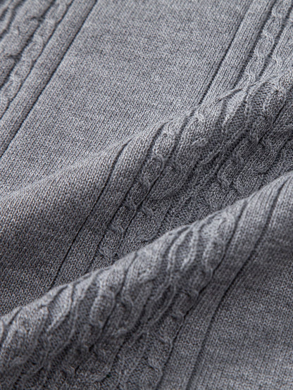 Twisted Jacquard Knit Zip Polo Shirt