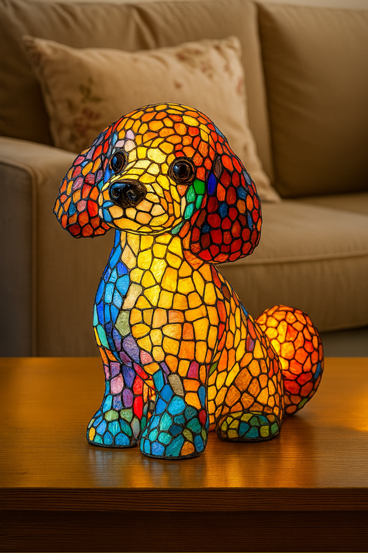 Kiki | Magische Hondenlamp van Gekleurd Glas