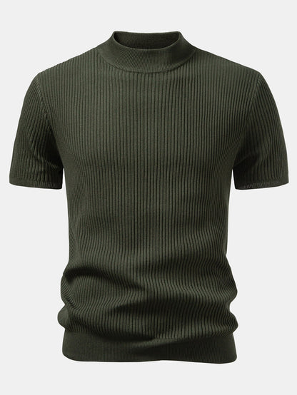Geribbelde Coltrui - Gebreide T-shirt
