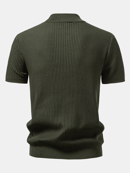 Geribbelde Coltrui - Gebreide T-shirt