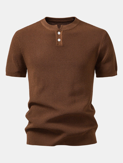 Waffle Knit Henley Shirt