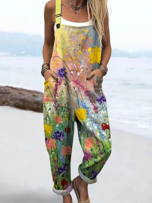 LW | Jumpsuit met vintage bloemenprint en kunstdruk voor vrouwen