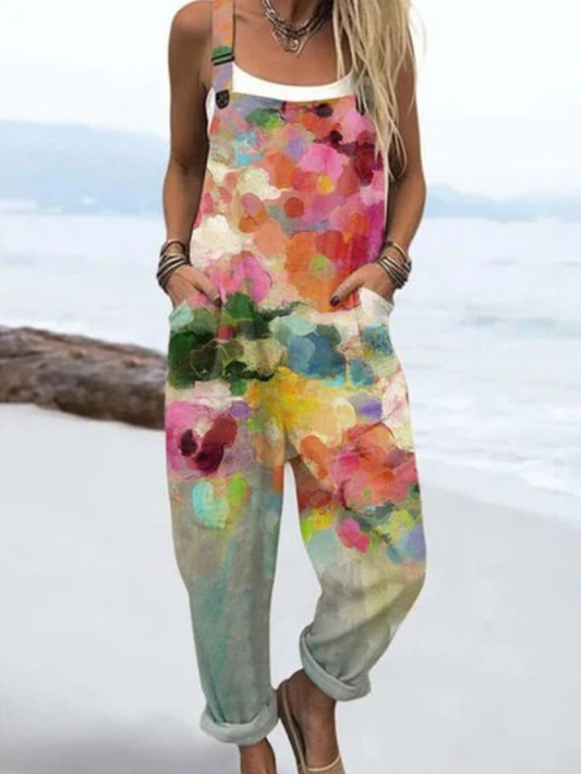 LW | Jumpsuit met vintage bloemen en kunstdruk voor vrouwen