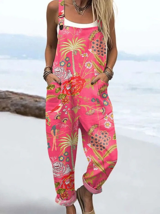 LW | Jumpsuit met vintage bloemen en kunstdruk voor vrouwen