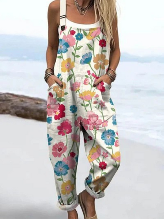 LW | Jumpsuit met bloemenprint voor vrouwen, informeel en wijde pijpen