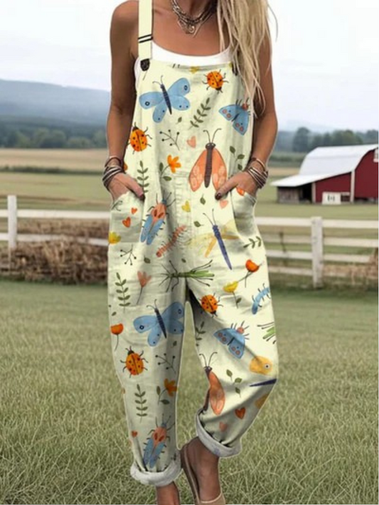 LW Jumpsuit met leuk insectenpatroon en kunstdruk voor vrouwen