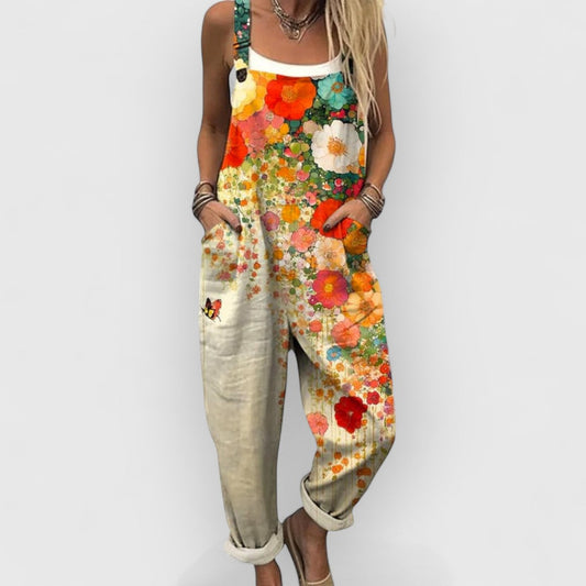 Ester | Handcrafted Vintage Floral Jumpsuit for a Unique Look