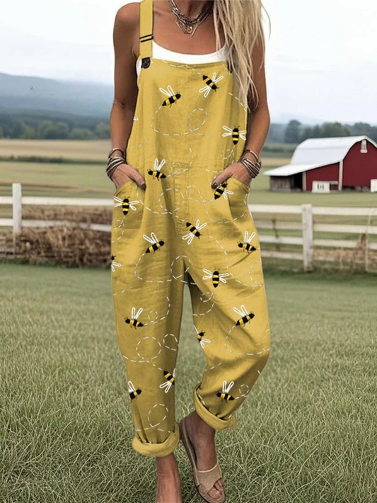 LW | Jumpsuit met borduurschema van vliegende bijen voor vrouwen