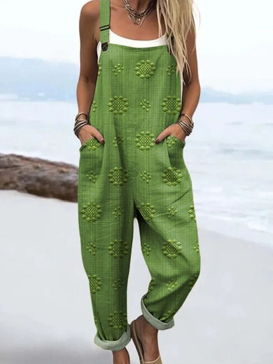 LW | Jumpsuit met vintage bloemenprint en kunstdruk voor vrouwen