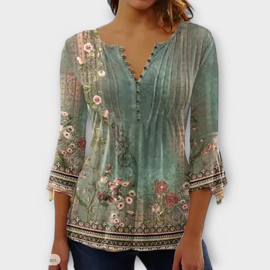 Juliane - V-hals Blouse met Mouwen