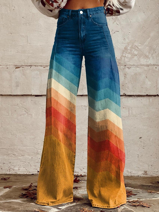 Jodie | Sunset Chevron Wide-Leg Broek