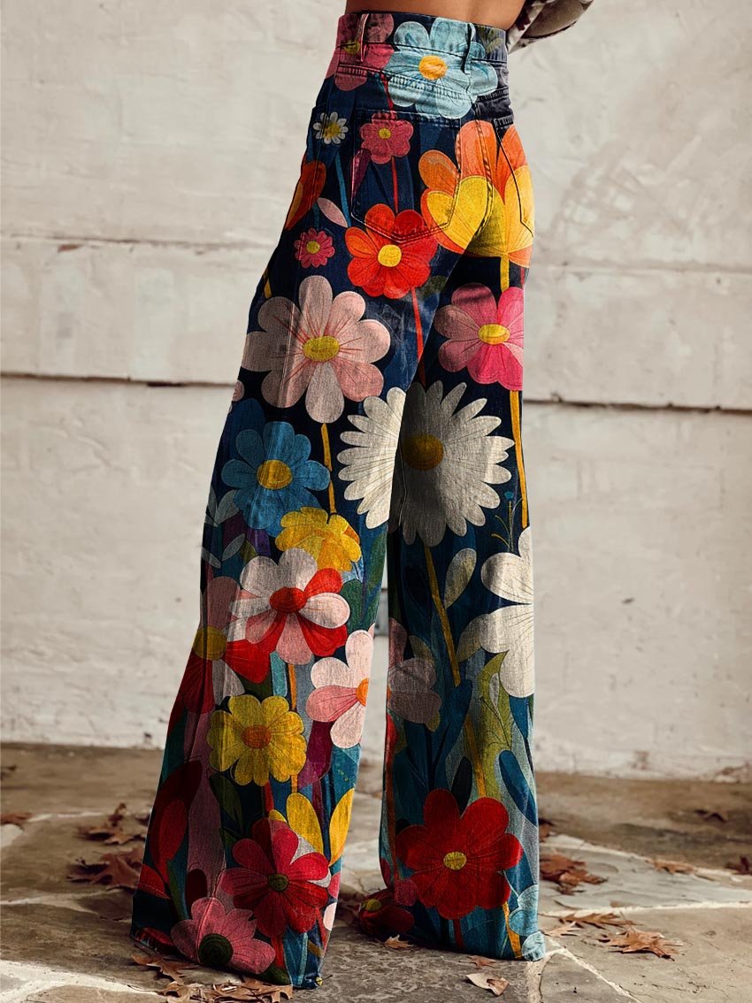 Poppy | Retro Tuin Wijde-Pijpen Broek